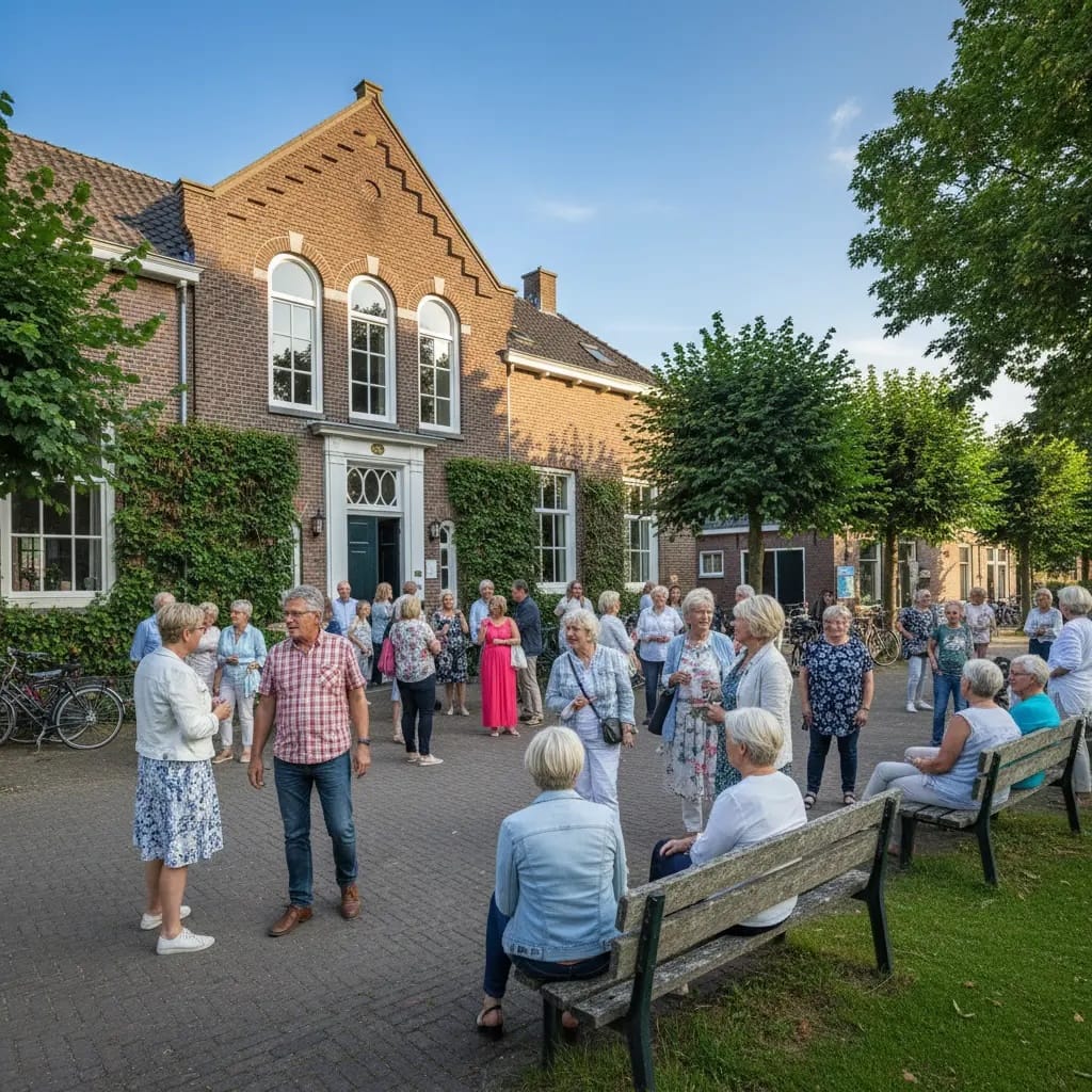 Inwoners bij een dorpshuis