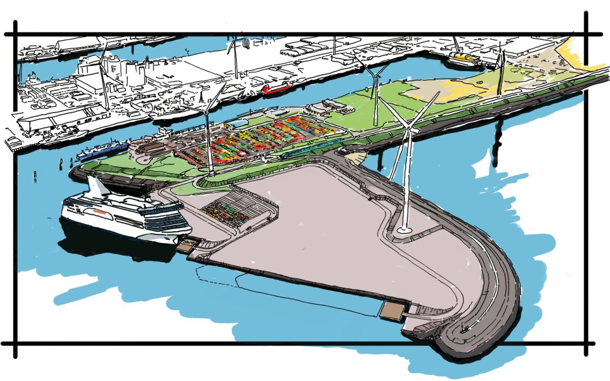 schets nieuwe kade eemshaven